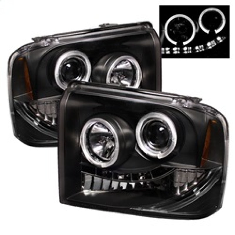 Spyder Ford F250/350/450 Super Duty 05-07 Projector Headlights LED Halo- LED Blk PRO-YD-FS05-HL-BK