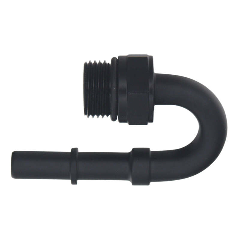 DeatschWerks 8AN ORB Male to 3/8in Male EFI Quick Connect Adapter 180-Degree - Anodized Matte Black