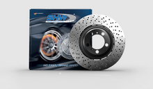 Load image into Gallery viewer, SHW 15-18 BMW X5 M 4.4L Right Front Cross-Drilled Lightweight Brake Rotor (34112284902)