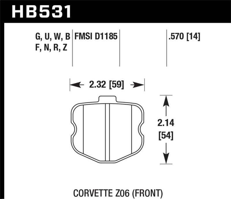 Hawk 06-10 Chevy Corvette (OEM Pad Design) Front HPS Sreet Brake Pads