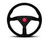 Momo Montecarlo Alcantara Steering Wheel 320 mm - Black/Red Stitch/Black Spokes