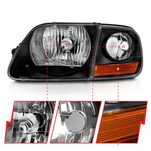 Load image into Gallery viewer, ANZO 1997-2003 Ford F150 Crystal Headlight Black w/ Parking Light