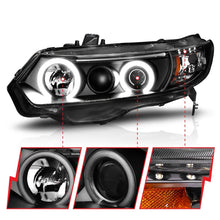 Load image into Gallery viewer, ANZO 2006-2011 Honda Civic Projector Headlights w/ Halo Black (CCFL)