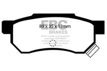 Load image into Gallery viewer, EBC 92-94 Acura Integra 1.7 Vtec Yellowstuff Rear Brake Pads