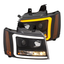 Load image into Gallery viewer, ANZO 07-14 Chevy Tahoe Projector Headlights w/ Plank Style Design Black w/ Amber