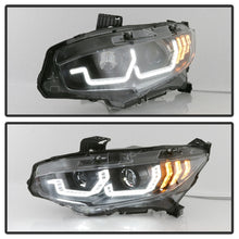 Load image into Gallery viewer, Spyder 16-18 Honda Civic 4Dr w/LED Seq Turn Sig Lights Proj Headlight - Black - PRO-YD-HC16-SEQ-BK