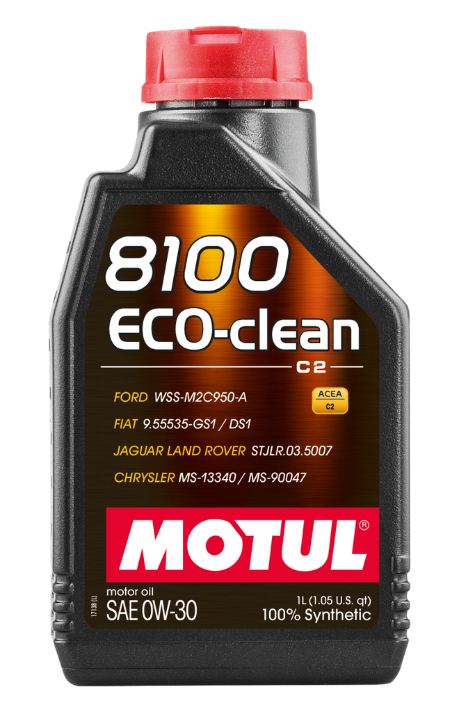 Motul 1L Synthetic Engine Oil 8100 Eco-Clean 0W30 12X1L - C2/API SM/ST.JLR 03.5007 - 1L