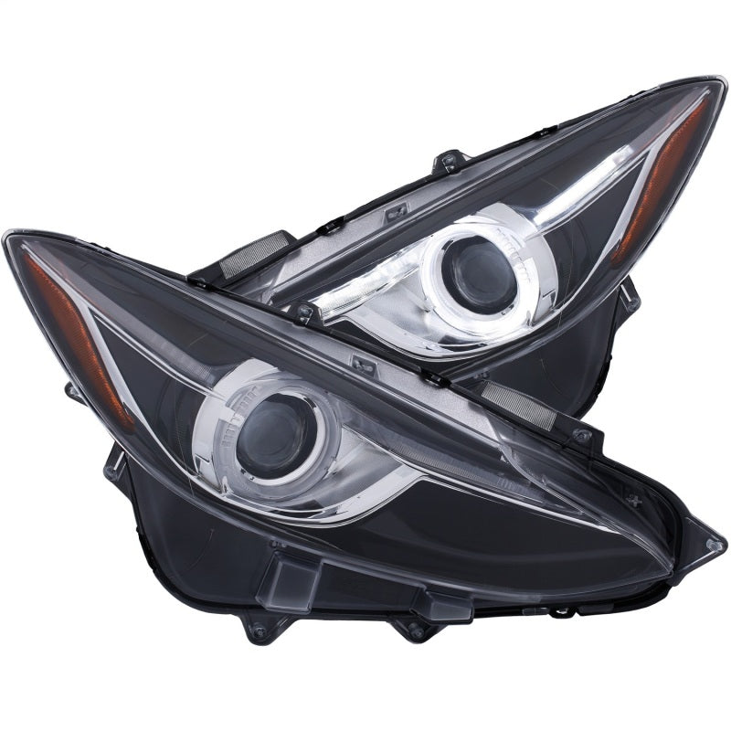 ANZO Projector Headlights With Halo Black w/Amber 14-17 Mazda 3