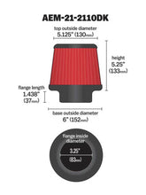 Load image into Gallery viewer, AEM 3.25 inch DRY Flow Short Neck 5 inch Element Filter Replacement