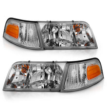 Load image into Gallery viewer, ANZO 1998-2005 Ford Crown Victoria Crystal Headlight Chrome With Bumper Light (OE)