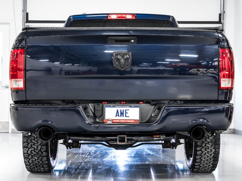 AWE Tuning 09-18 RAM 1500 5.7L (w/Cutouts) 0FG Dual Rear Exit Cat-Back Exhaust - Diamond Black Tips