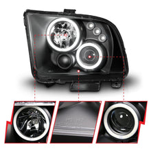 Load image into Gallery viewer, ANZO 2005-2009 Ford Mustang Projector Headlights w/ Halo Black