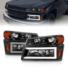 Load image into Gallery viewer, ANZO 04-12 GM Colorado/Canyon/I-Series Crystal Headlights - w/ Light Bar Black Housing 4pcs