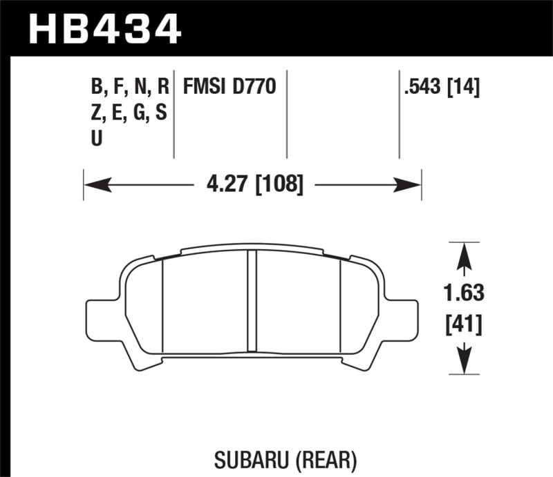 Hawk 02-03 WRX / 05-08 LGT D770 HP+ Street Rear Brake Pads