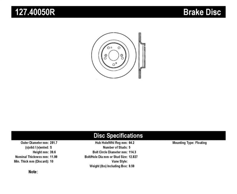 StopTech 00-09 S2000 Slotted & Drilled Right Rear Rotor