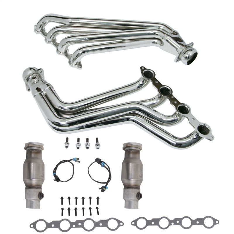 BBK 10-15 Camaro LS3 L99 Long Tube Exhaust Headers With Converters - 1-3/4 Chrome